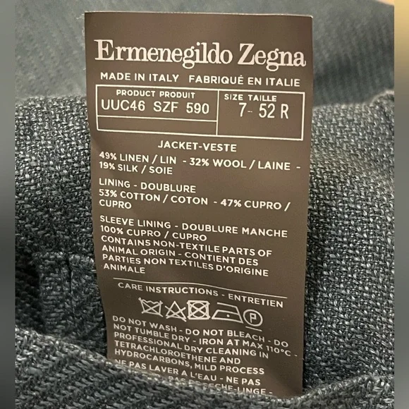 Ermenegildo Zegna Blue Wool/Silk/Linen Sport Coat Jacket 42R Italy Crossover EUC